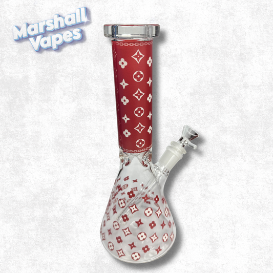 10" Louis Vuitton Red Glass Bong