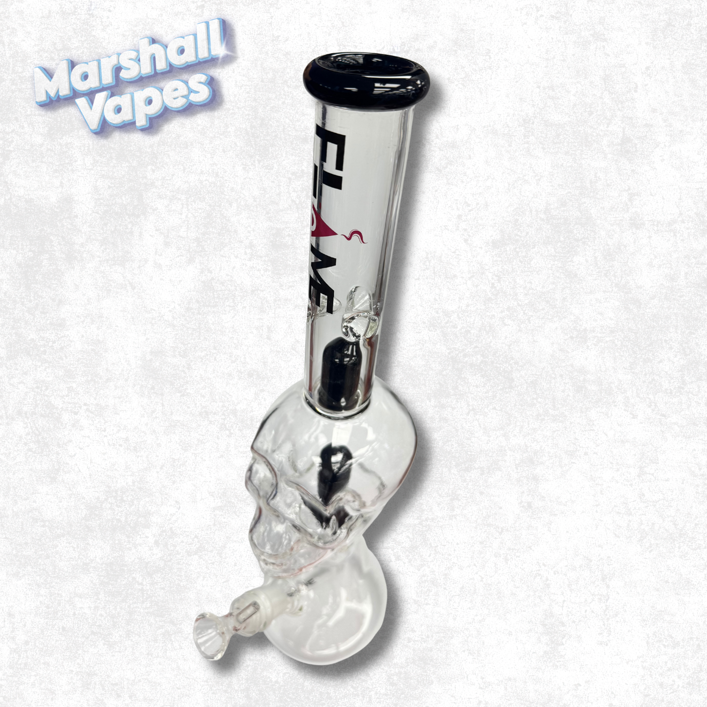 16" Skull Black Glass Bong (Flame Brand)