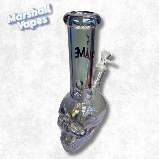 9.5" Skull Glass Bong (Clear)
