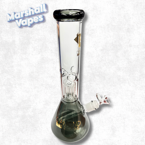 13.75" Black Diamond Gold Glass Bong