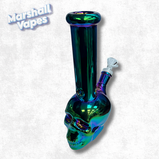 9.5" Skull Glass Bong (Oil Spill, Non-Clear)
