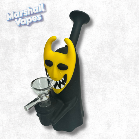 7" Black Ghost Silicone Bong (Yellow Face)