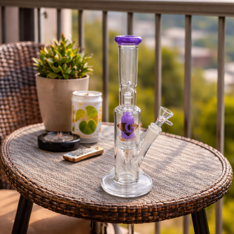 10.25" Diamond Gold Glass Bong (Purple Accent)