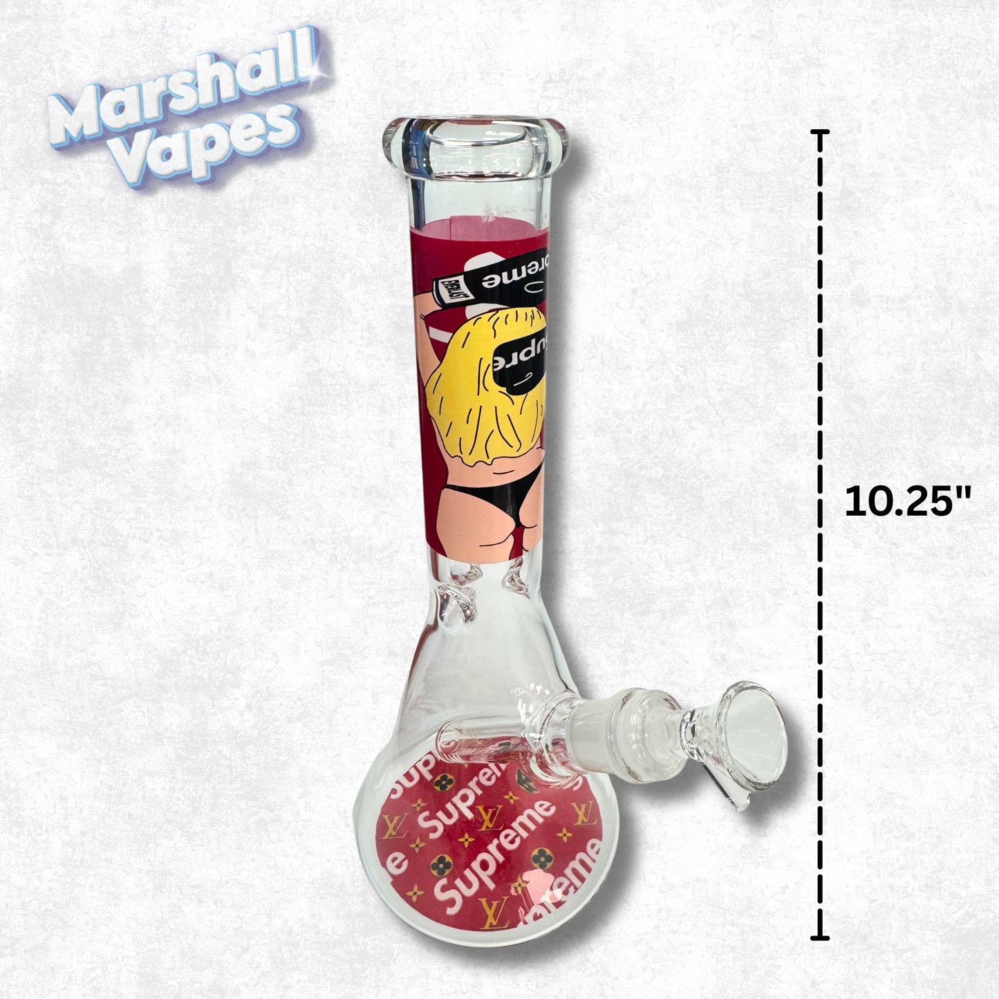 10.25" Red Supreme x Louis Vuitton Glass Bong (Boxing Gloves)