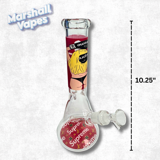 10.25" Red Supreme x Louis Vuitton Glass Bong (Boxing Gloves)