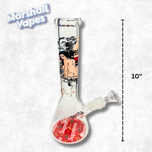 10" Supreme x Louis Vuitton Glass Bong (Girl + Car Graphic)