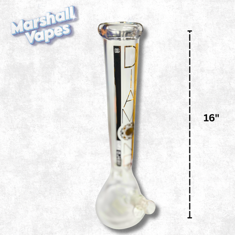 16" Diamond Gold Glass Bong (Gold Accents)