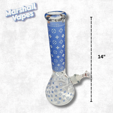 14" Louis Vuitton Glass Bong (Blue)