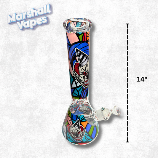 14" Scary Clown Glass Bong (Blue Accent)
