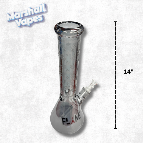 14" Louis Vuitton Flame Glass Bong (Gray Clear)