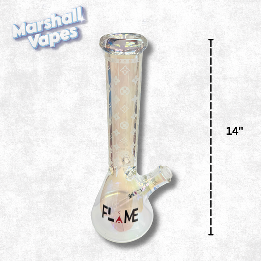 14" Louis Vuitton Flame Glass Bong (Clear)