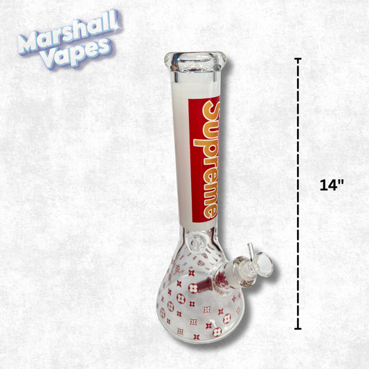14" Louis Vuitton x Supreme Glass Bong (Red & White)