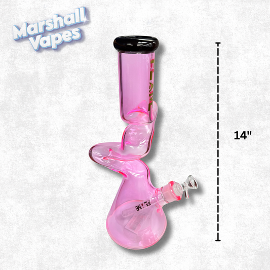 14" Zigzag Flame Glass Bong (Pink)