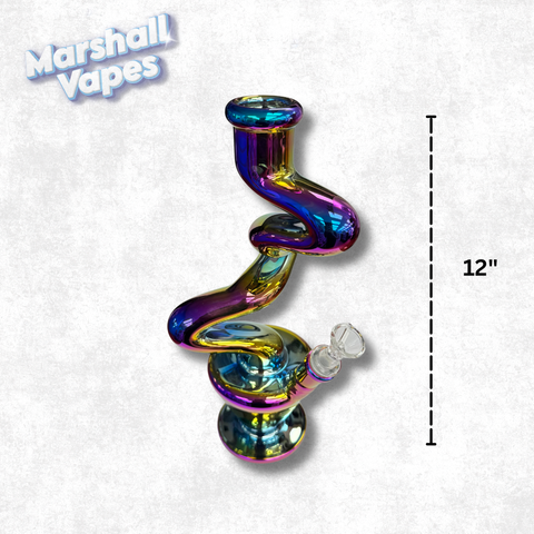 12" Zigzag Oil Spill Glass Bong
