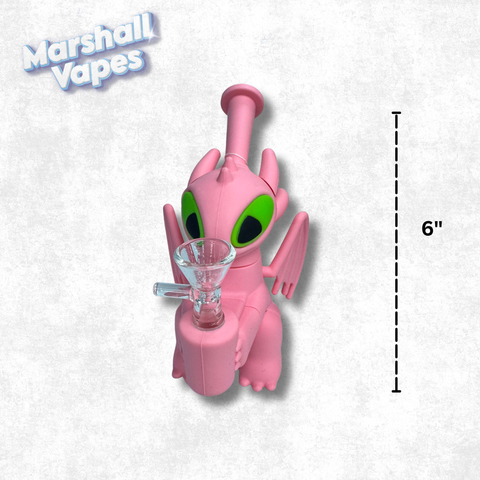 6" Pink Dragon Silicone Bong