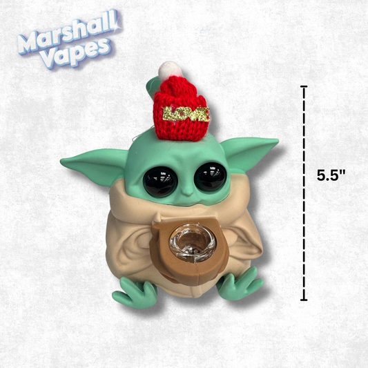 5.5" Baby Yoda Silicone Bong (Santa Hat)
