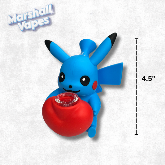 4.5" Blue Pikachu Silicone Bong (Heart)