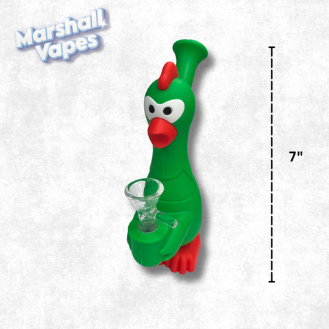 7" Green Chicken Silicone Bong