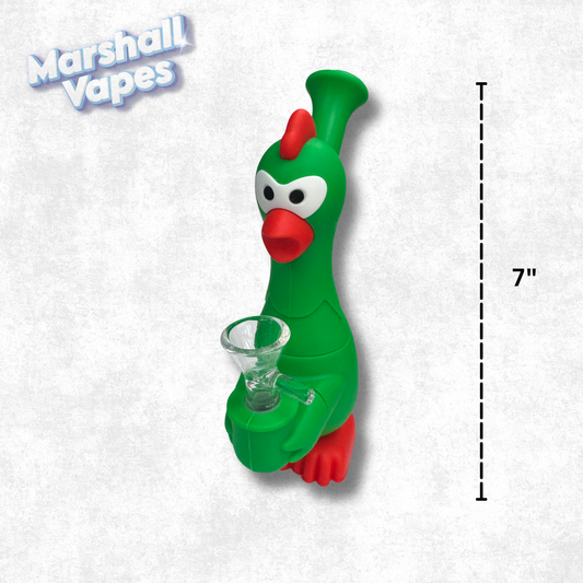 7" Green Chicken Silicone Bong