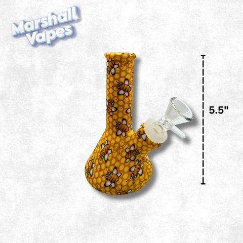 5.5" Silicone Beaker Bong (Yellow Bumblebee Design)