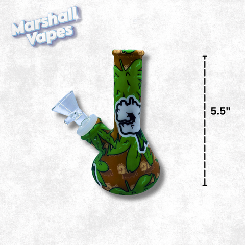 5.5" Silicone Beaker Bong (Green-Brown Design)
