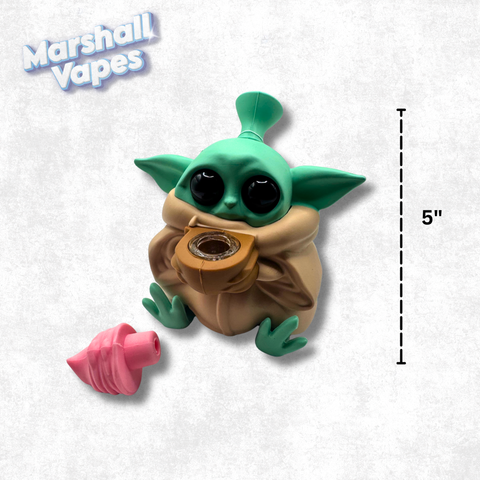 5" Baby Yoda Silicone Bong (Brown Cloak)