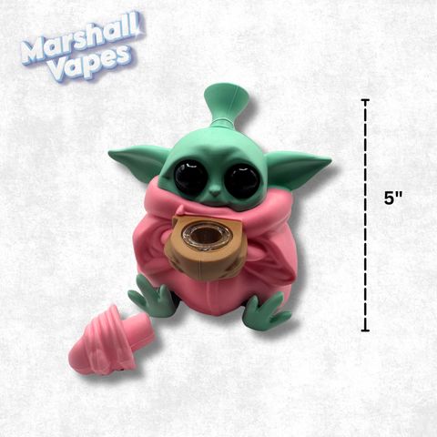 5" Baby Yoda Silicone Bong (Pink Cloak)