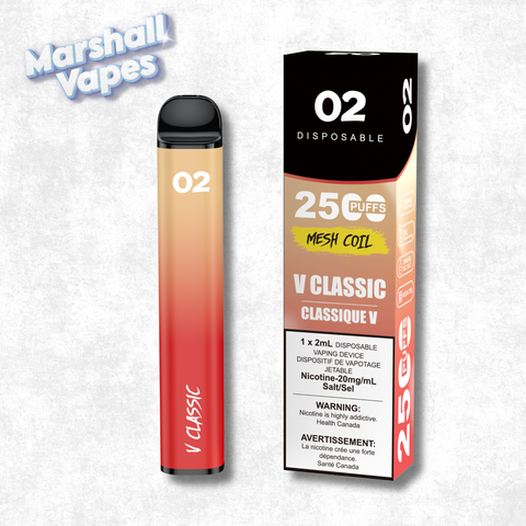 O2 Disposable V Classic disposable vape classic tobacco flavour smooth draw high puff device
