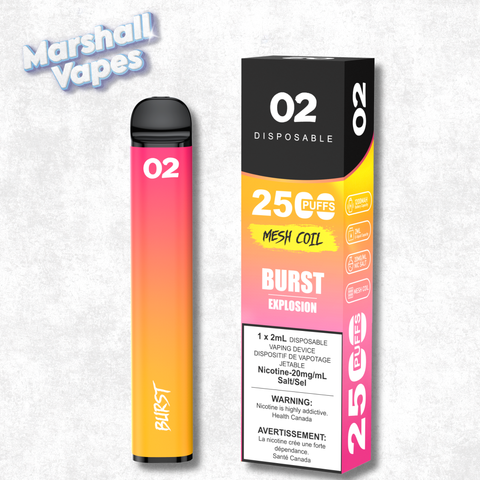 O2 Disposable Burst disposable vape mixed fruit flavour blend smooth draw high puff device