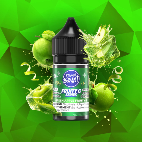 Flavour Beast Salt Green Apple Fruity G nicotine salt vape juice bottle.