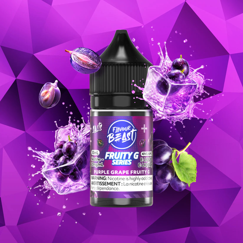Flavour Beast Salt Purple Grape Fruity G nicotine salt vape juice bottle.