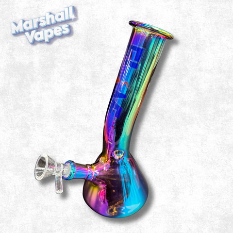 8" Curved Oil Spill Style Glass Bong