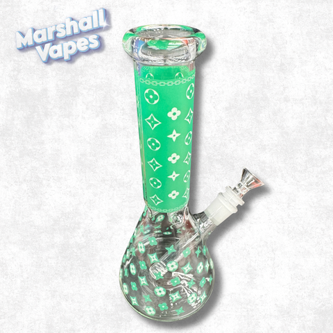 10" Green Louis Vuitton Glass Bong