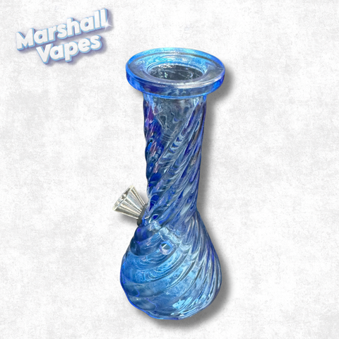 6" Blue Ribbed Beaker Bong