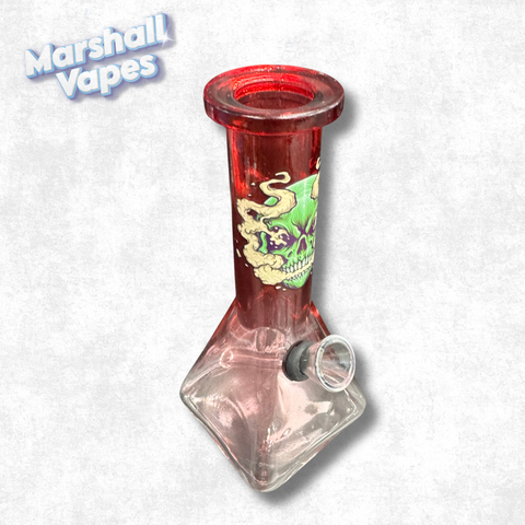6" Square Bottom Beaker Steaming Skull Bong