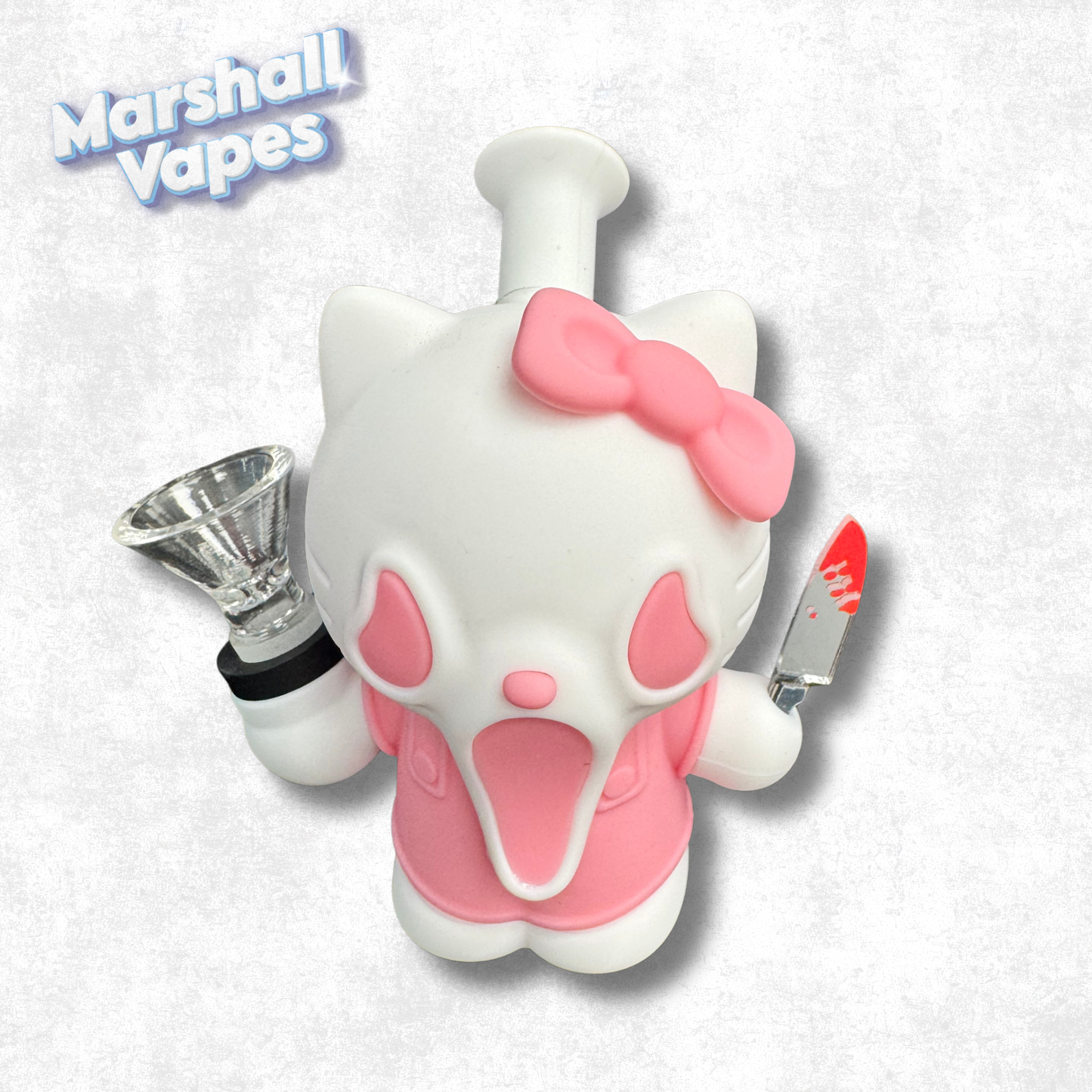 4.7" Pink Scream x Hello Kitty Silicone Bong (with Knife)