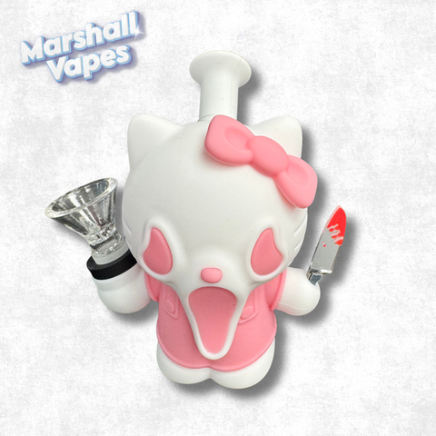 4.7" Pink Scream x Hello Kitty Silicone Bong (with Knife)