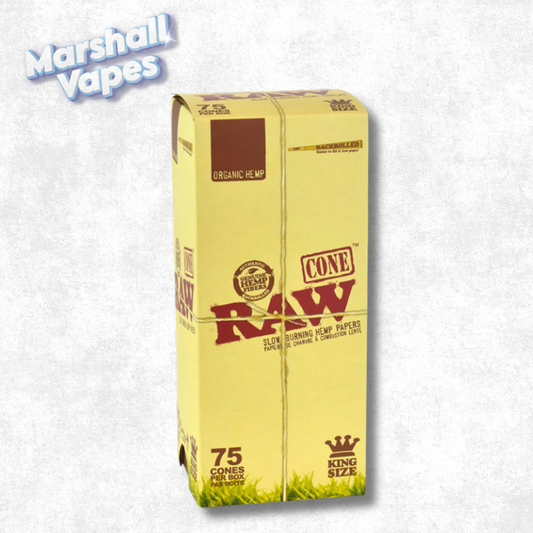 RAW Organic Hemp King Size Cones – 75 Cones (Box)