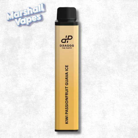Draggg Kiwi Passionfruit Guava Ice disposable vape, tropical kiwi passionfruit guava flavour, 2mL 20mg intense nicotine