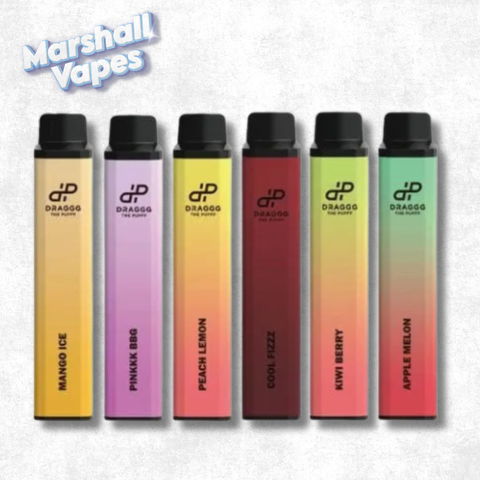Draggg Peach Ice disposable vape, fresh juicy peach ice flavour, 2mL 20mg intense nicotine