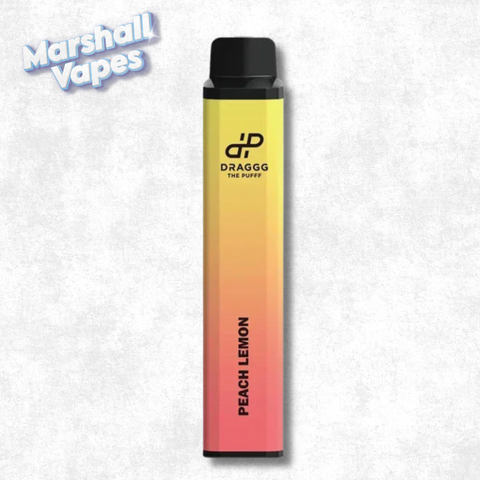 Draggg Peach Lemon disposable vape, peach lemon flavour, 2mL 20mg intense nicotine