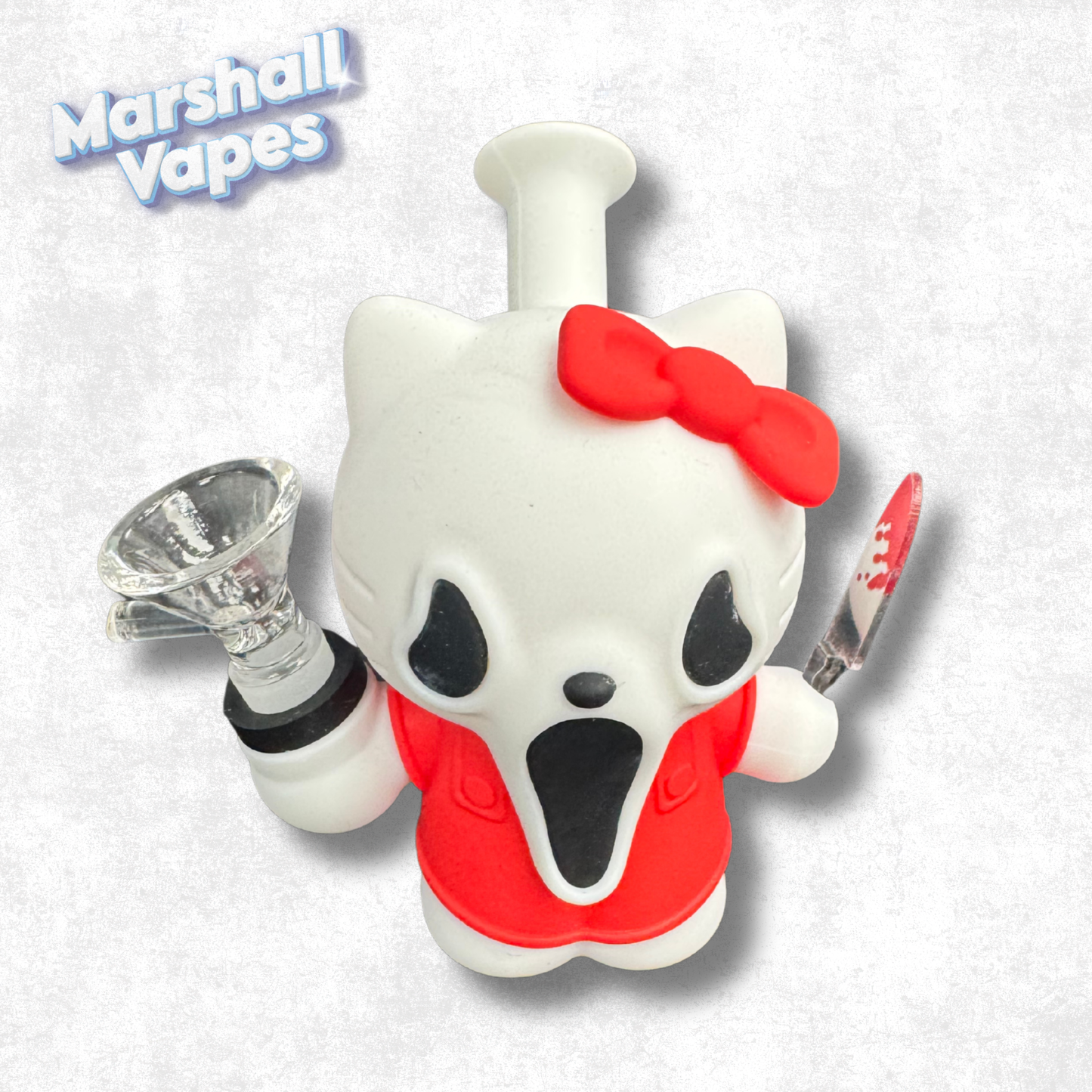 4.7" Red Scream x Hello Kitty Silicone Bong (with Knife)