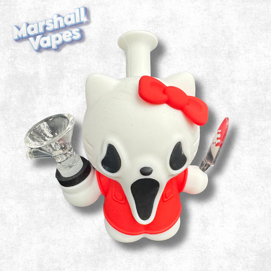 4.7" Red Scream x Hello Kitty Silicone Bong (with Knife)