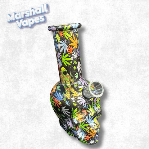 6" Glass Skull Bong Leaf Logo