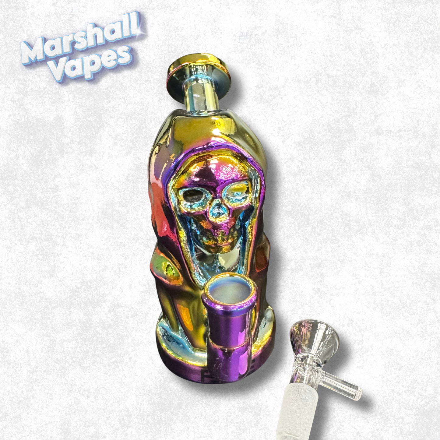 5.5" Oil Spill Grim Reaper Glass Bong