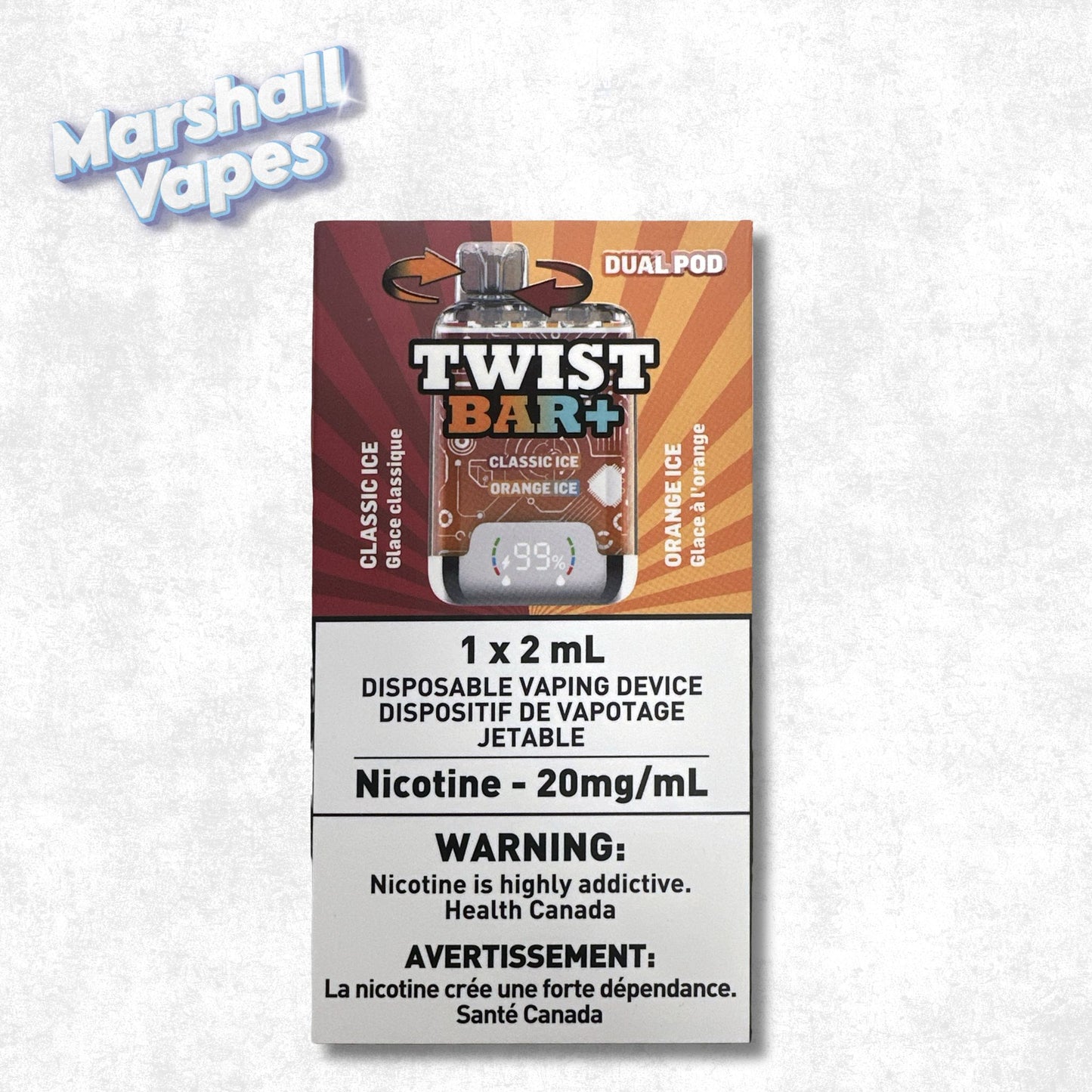 Twist Bar+ Disposable – Classic Ice & Orange Ice