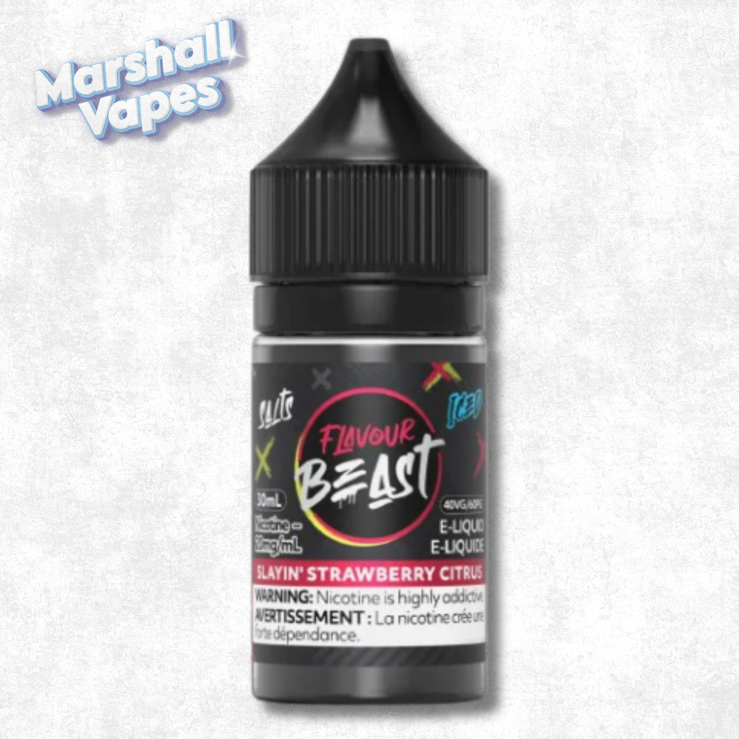 Flavour Beast E-Liquid Slayin' Strawberry Citrus Iced, strawberry citrus flavour, 30ml 20mg nicotine salt