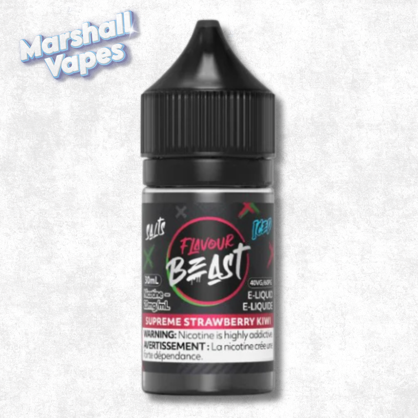 Flavour Beast E-Liquid Supreme Strawberry Kiwi Iced, strawberry kiwi flavour, 30ml 20mg nicotine salt