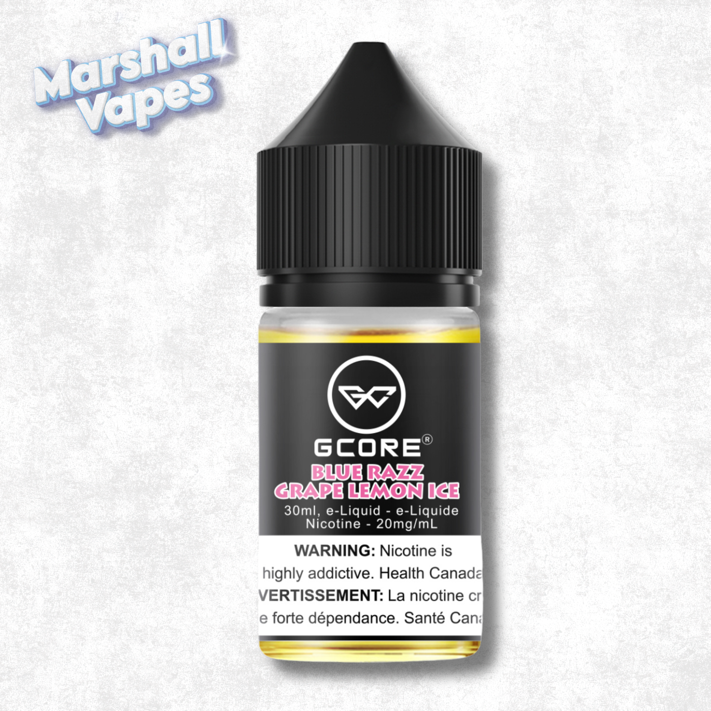 Gcore Blue Raspberry Grape Lemon Ice salt nic e-liquid, 30ml bottle, 20mg
