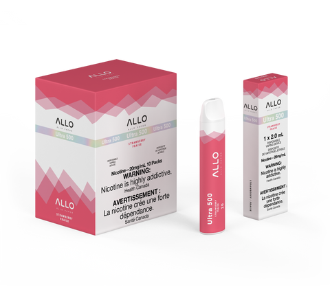 Allo 500 Strawberry disposable vape, 500 puffs, 2mL 20mg